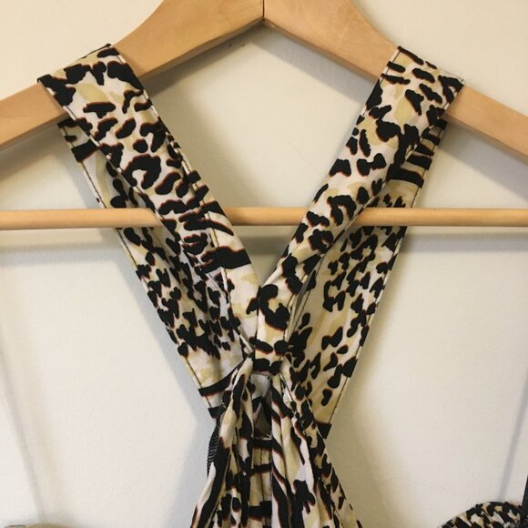 Crossback Big Cat Print Rayon Halter Top - Picture 3 of 13